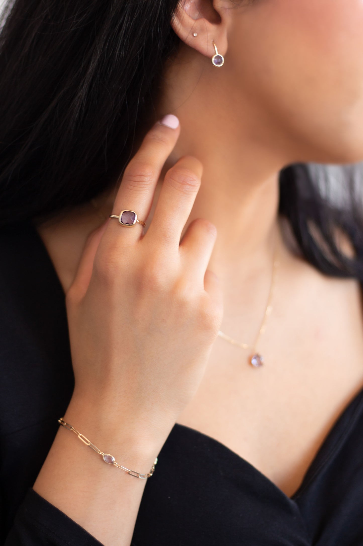 Amethyst Rounded Square Ring