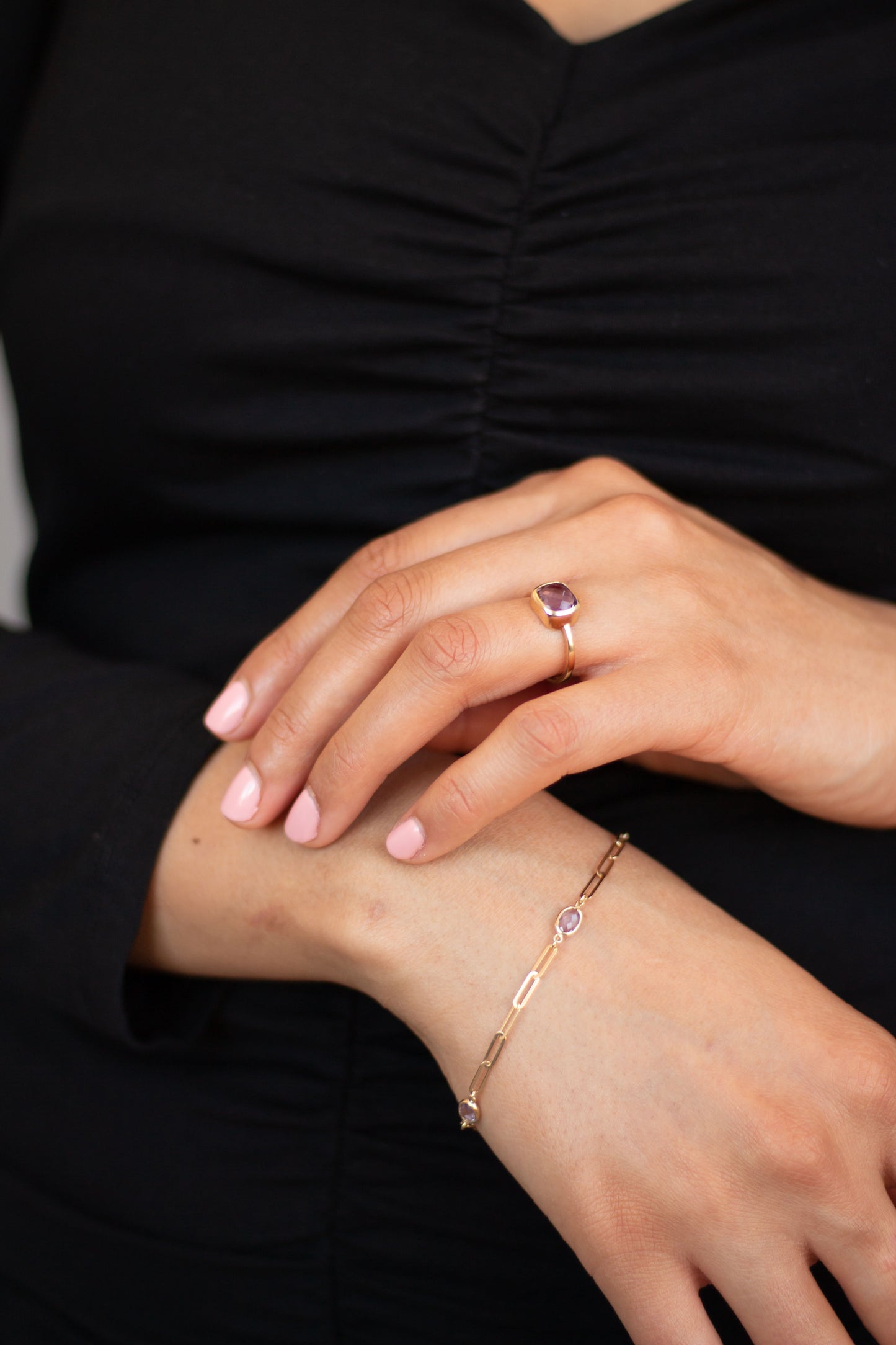 Amethyst Rounded Square Ring