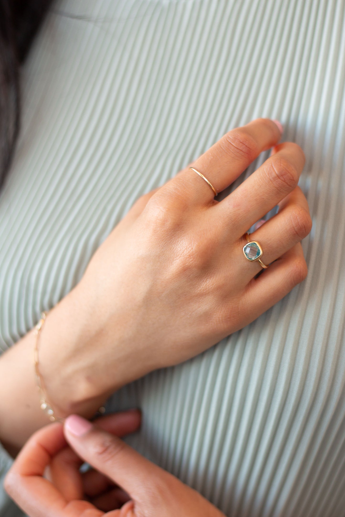 Blue Topaz Rounded Square Ring