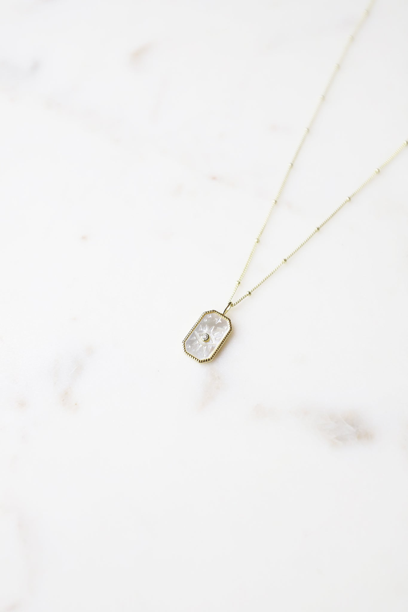 Evil Eye in Mother of Pearl Rectangle Necklace