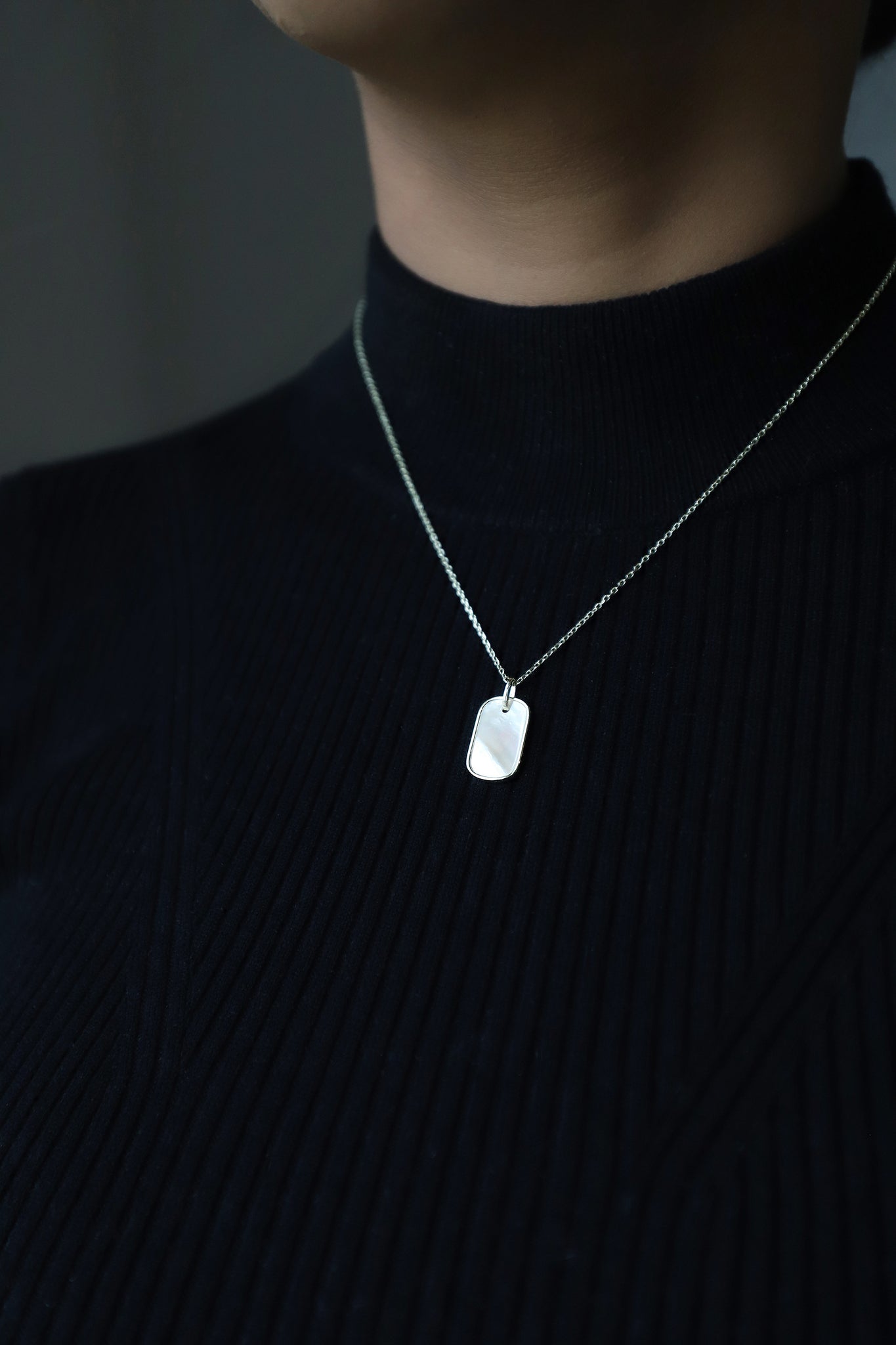 Mother of Pearl Dog Tag Necklace