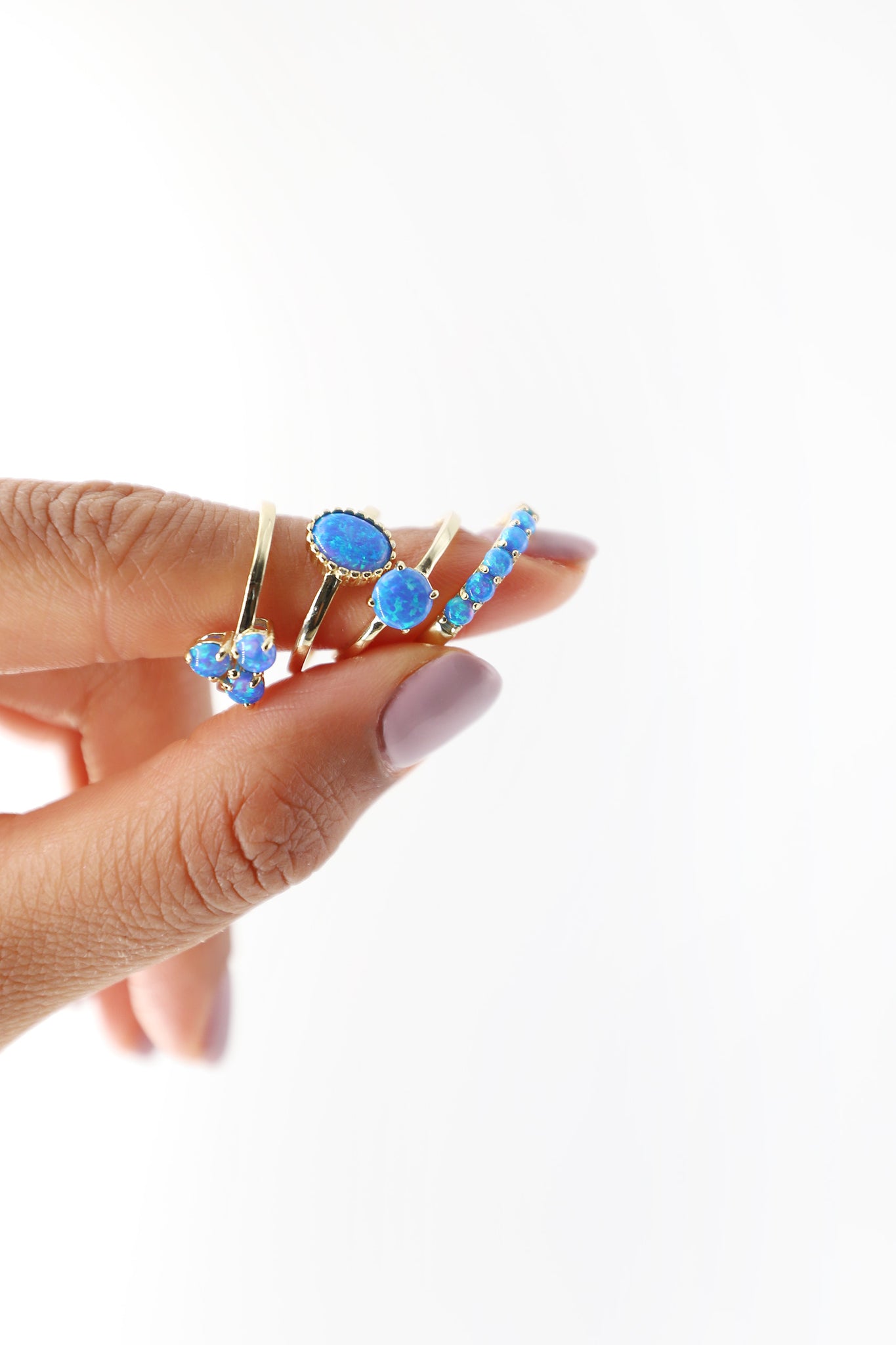 Blue Opal 5-Stone Ring