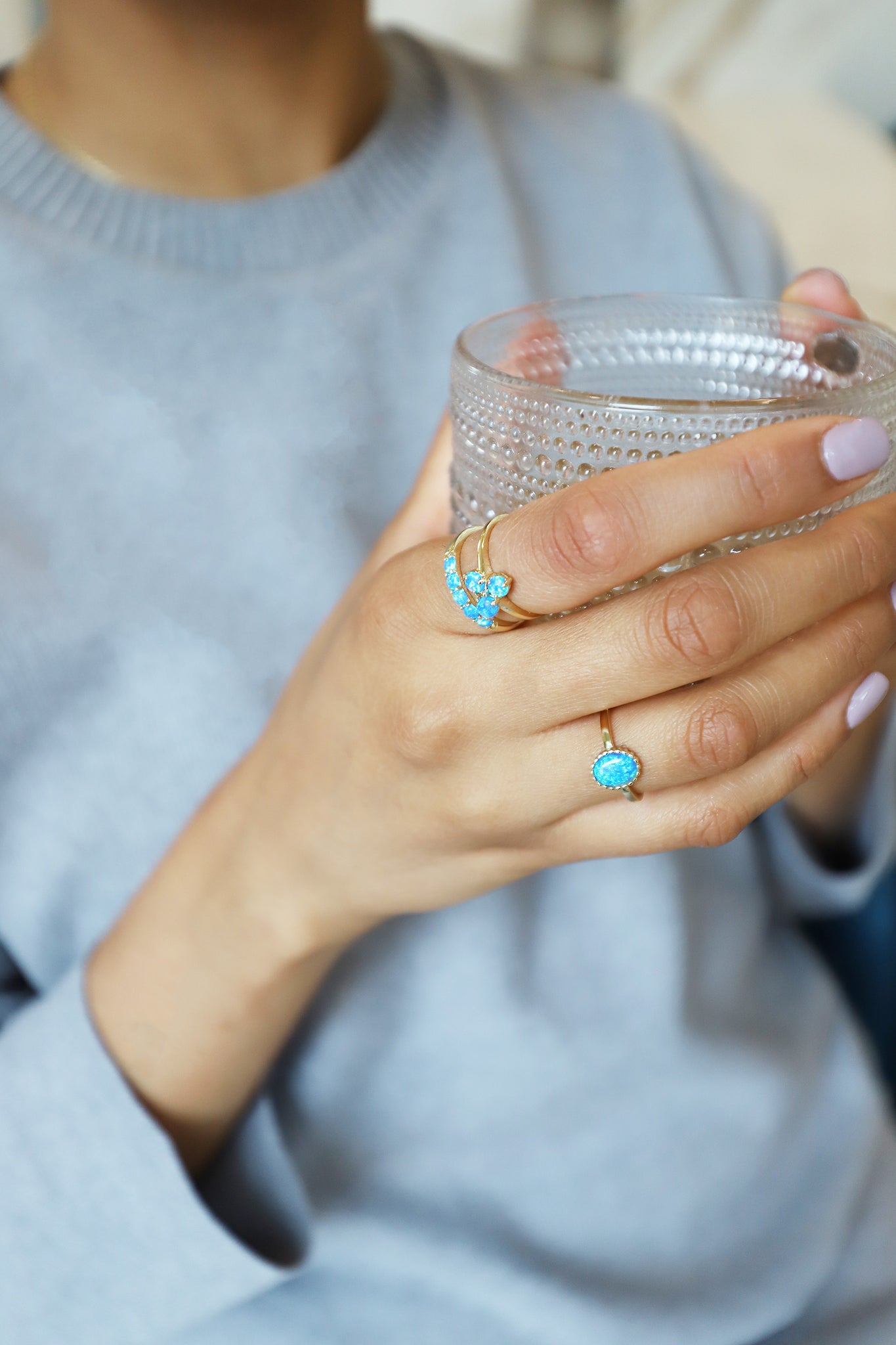 Blue Opal Oval Ring