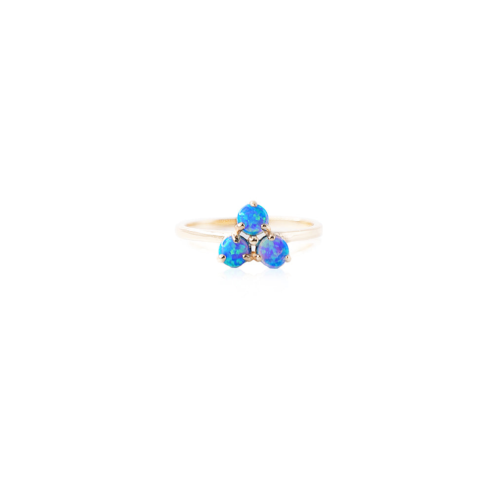 Blue Opal Tri-Stone Ring