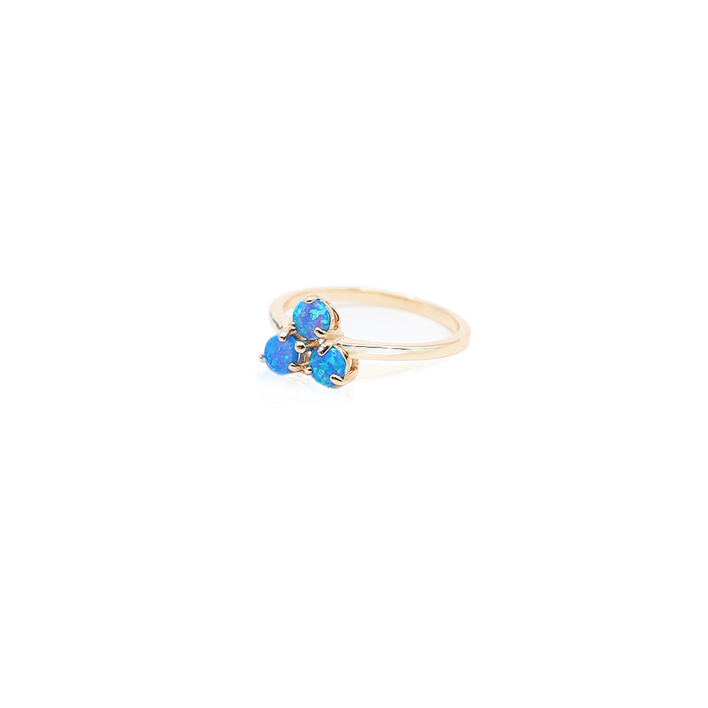 Blue Opal Tri-Stone Ring