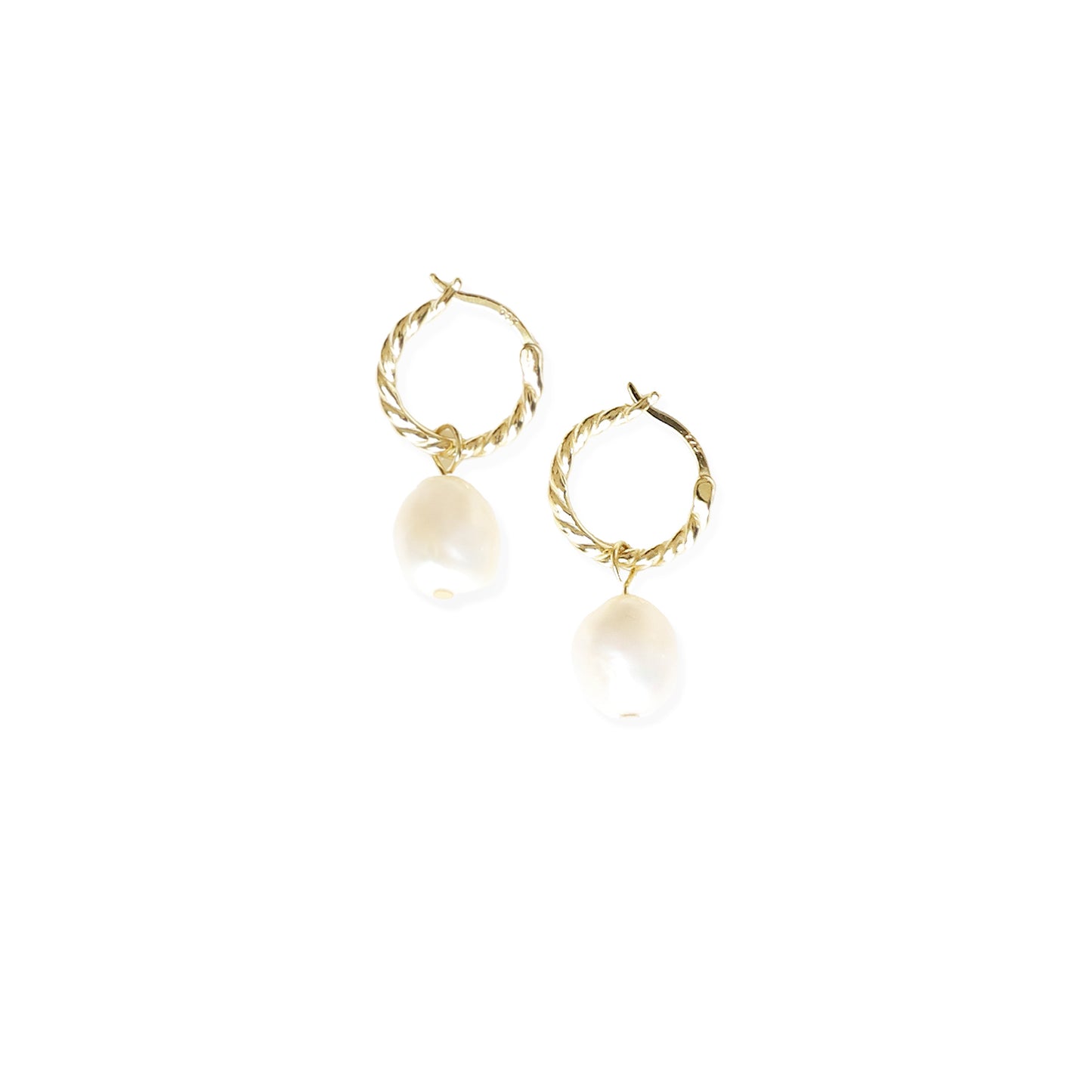 Rope Hoops with Dangling Pearl Earrings