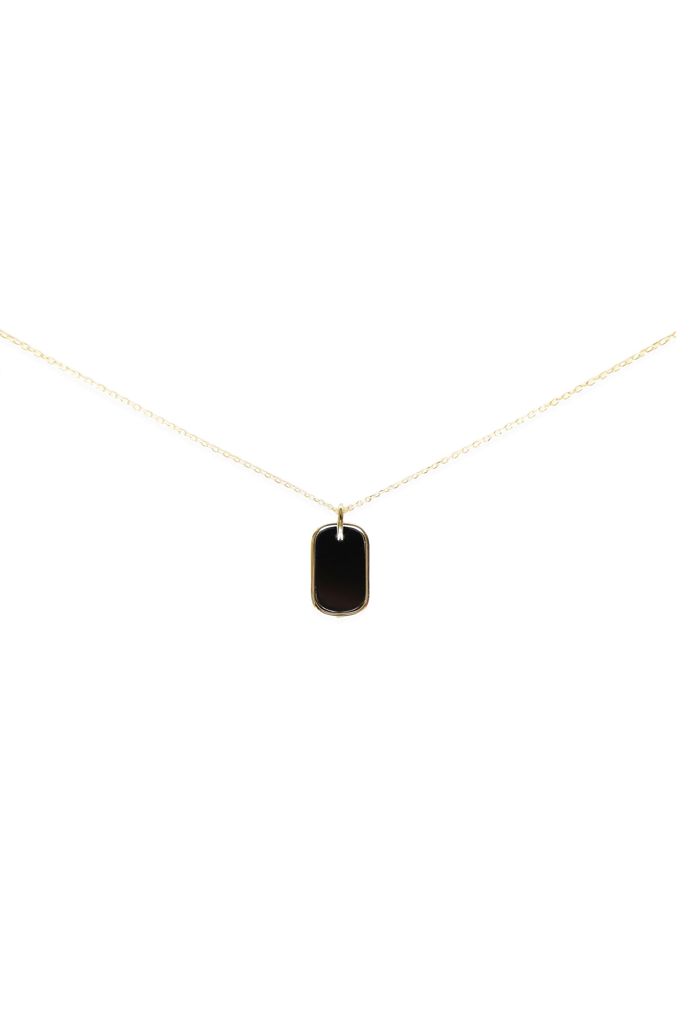 Black Onyx Dog Tag Necklace