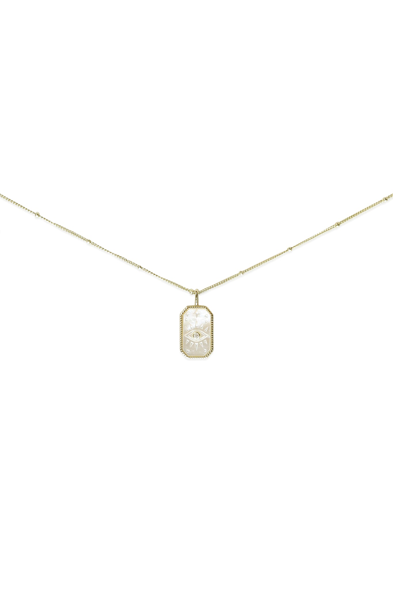 Evil Eye in Mother of Pearl Rectangle Necklace