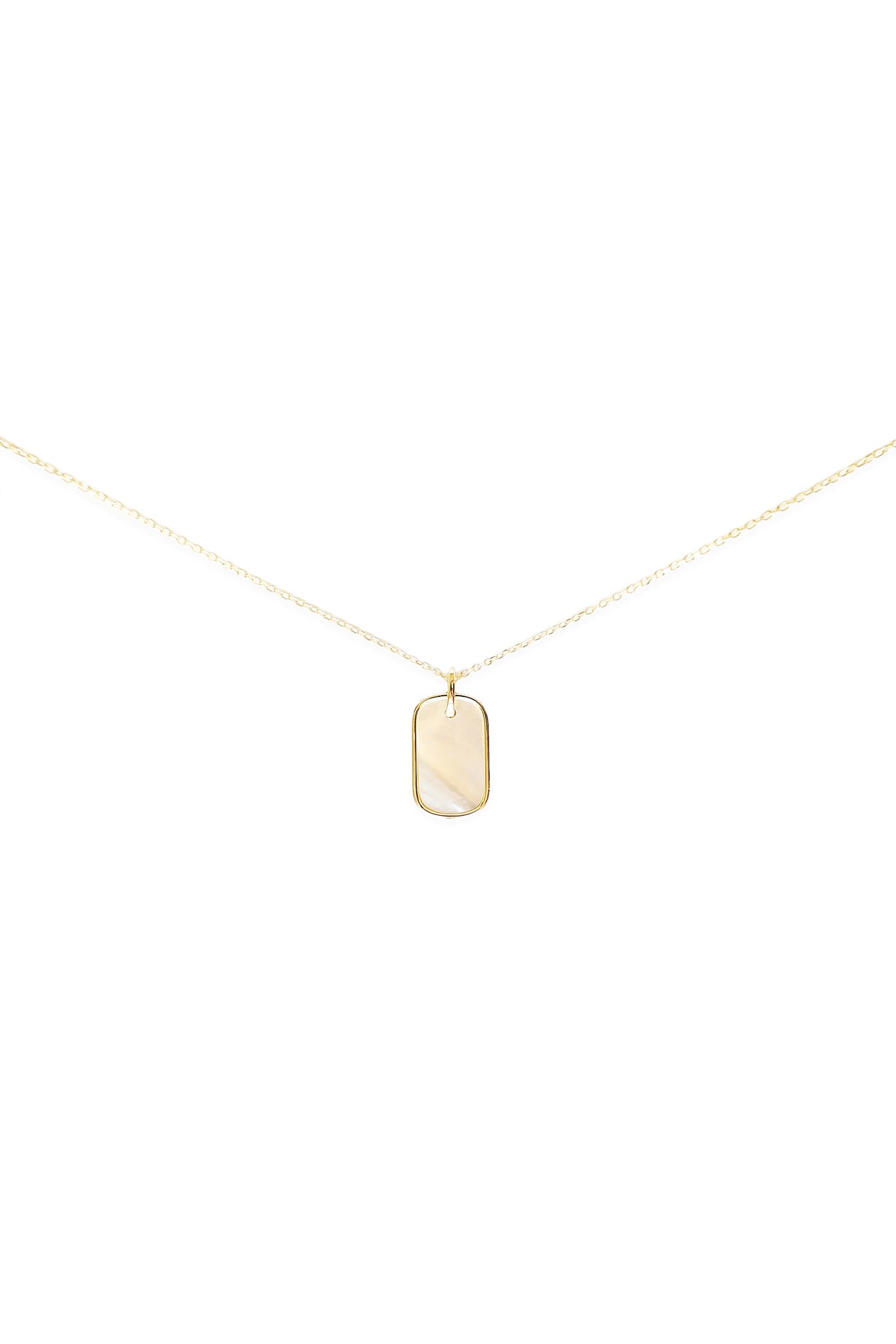 Mother of Pearl Dog Tag Necklace